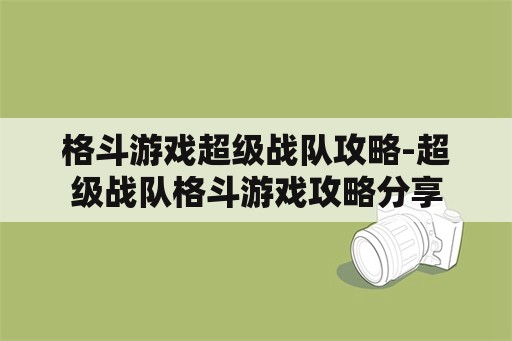 格斗游戏超级战队攻略-超级战队格斗游戏攻略分享