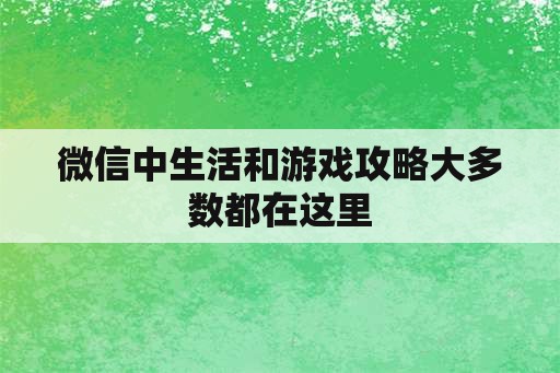 微信中生活和游戏攻略大多数都在这里