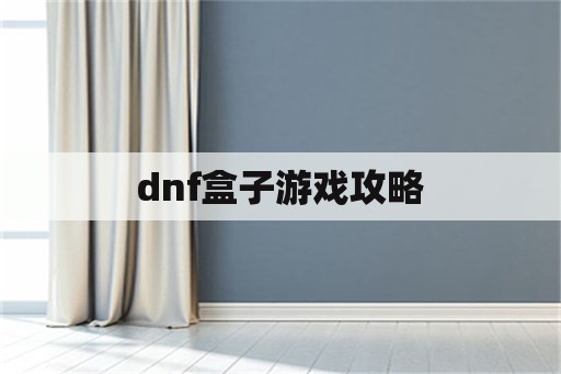 dnf盒子游戏攻略