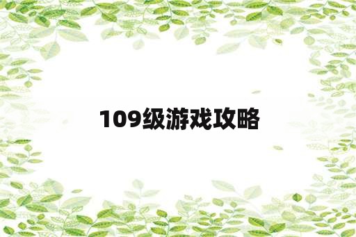 109级游戏攻略