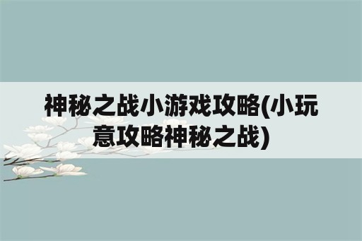 神秘之战小游戏攻略(小玩意攻略神秘之战)