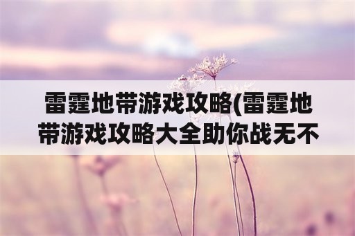 雷霆地带游戏攻略(雷霆地带游戏攻略大全助你战无不胜)