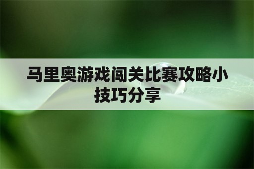 马里奥游戏闯关比赛攻略小技巧分享