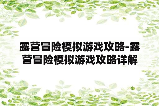 露营冒险模拟游戏攻略-露营冒险模拟游戏攻略详解