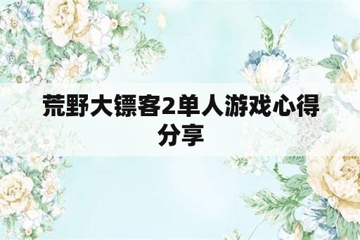 荒野大镖客2单人游戏心得分享