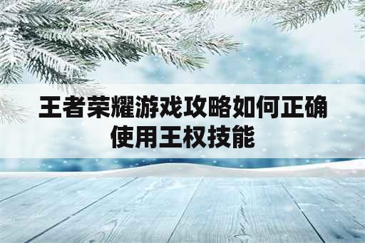 王者荣耀游戏攻略如何正确使用王权技能