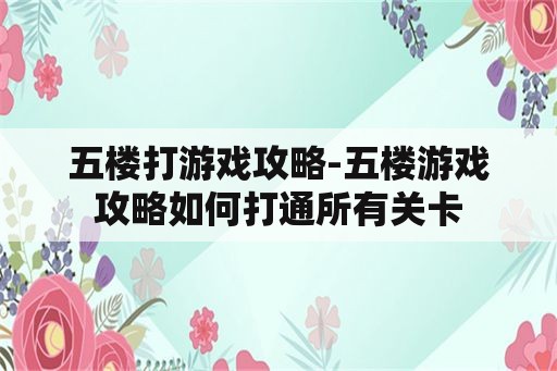 五楼打游戏攻略-五楼游戏攻略如何打通所有关卡