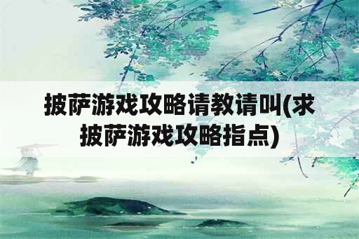 披萨游戏攻略请教请叫(求披萨游戏攻略指点)