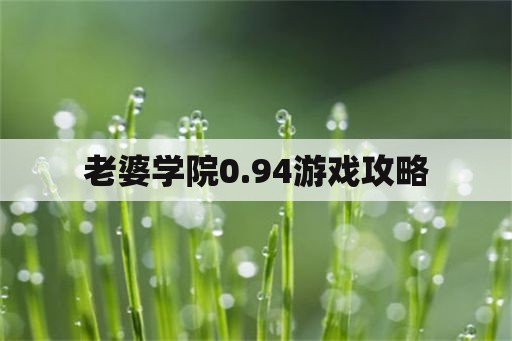 老婆学院0.94游戏攻略