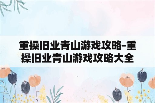 重操旧业青山游戏攻略-重操旧业青山游戏攻略大全