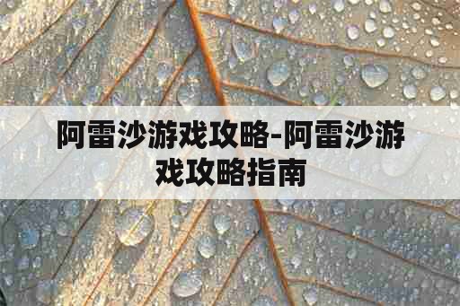 阿雷沙游戏攻略-阿雷沙游戏攻略指南