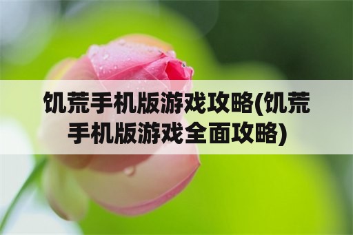 饥荒手机版游戏攻略(饥荒手机版游戏全面攻略)