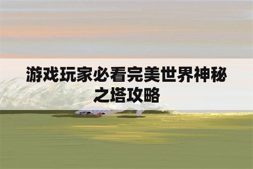 游戏玩家必看完美世界神秘之塔攻略