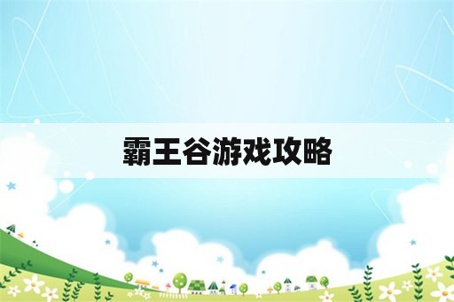 霸王谷游戏攻略