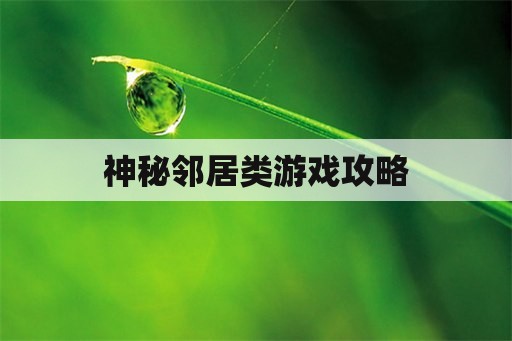 神秘邻居类游戏攻略