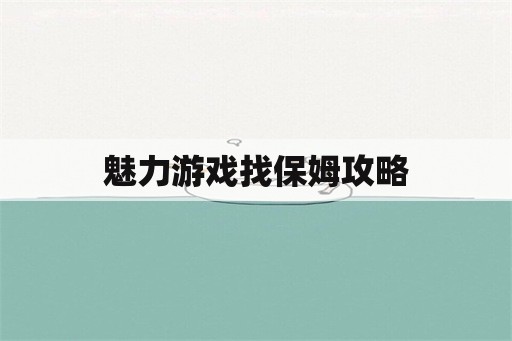 魅力游戏找保姆攻略