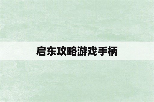 启东攻略游戏手柄