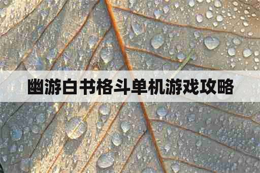 幽游白书格斗单机游戏攻略