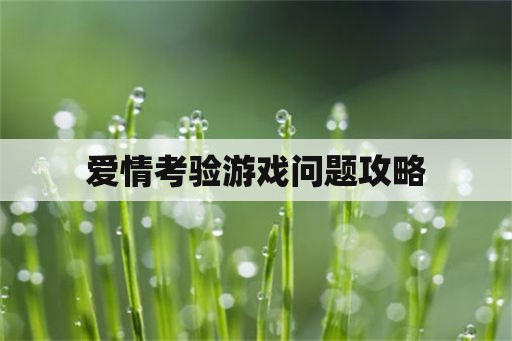 爱情考验游戏问题攻略