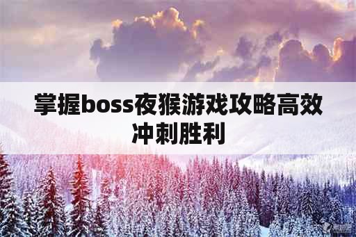 掌握boss夜猴游戏攻略高效冲刺胜利