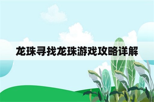 龙珠寻找龙珠游戏攻略详解