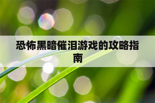 恐怖黑暗催泪游戏的攻略指南