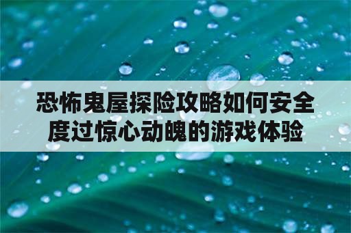 恐怖鬼屋探险攻略如何安全度过惊心动魄的游戏体验