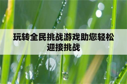 玩转全民挑战游戏助您轻松迎接挑战