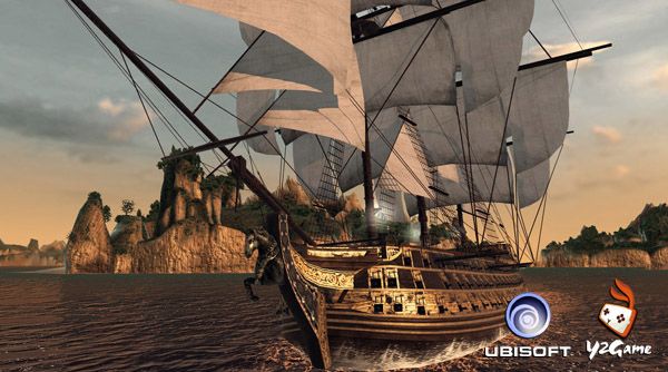 刺客信条：海盗游戏原画欣赏夕阳下华丽的帆船