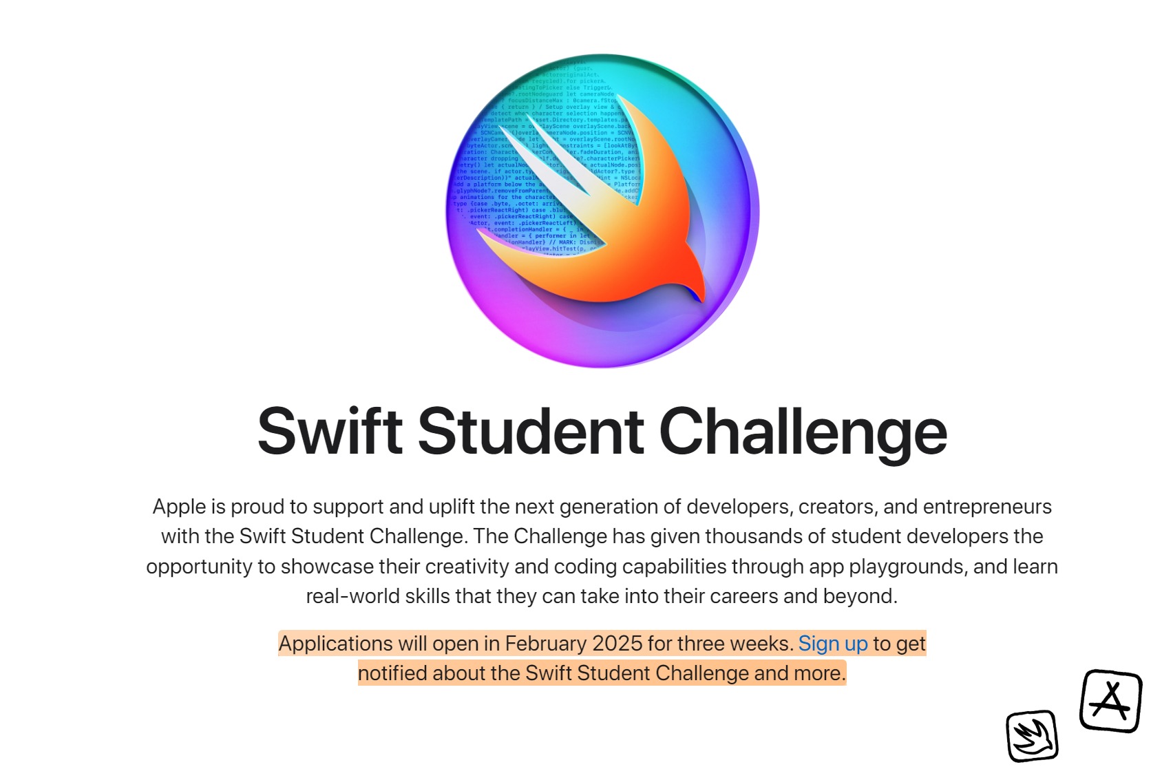 苹果将于2025年2月举办SwiftStudentChallenge