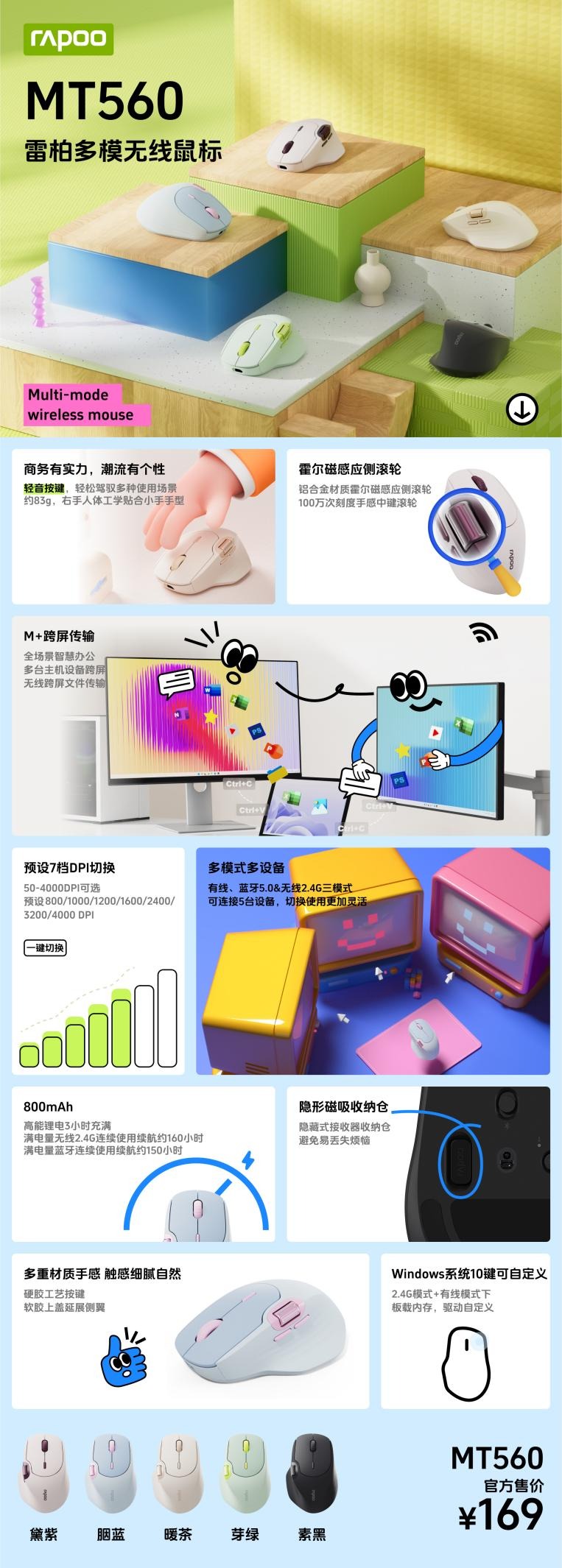 M+智慧办公，小手商务款款出色，雷柏MT560多模无线鼠标发布