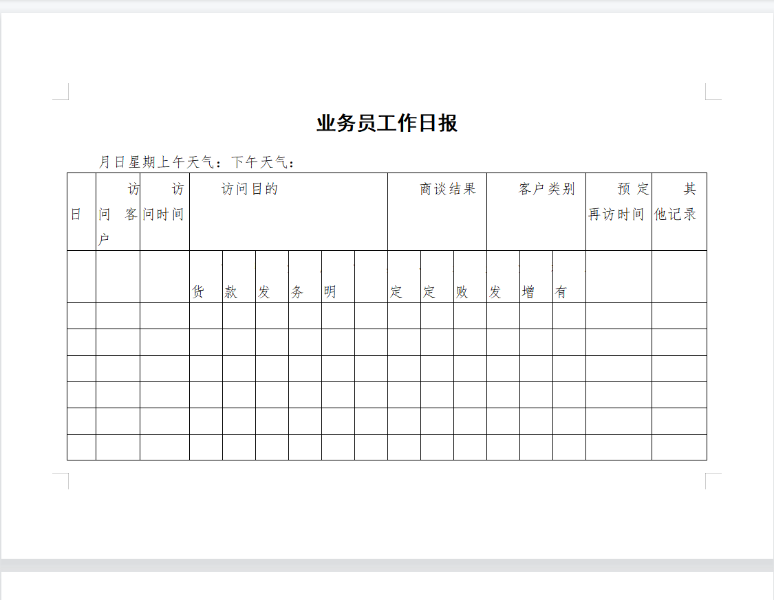 业务员工作日报