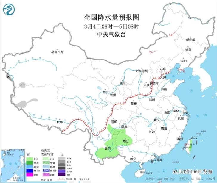 西南江南部分地区仍有弱降水 北方将开启升温模式