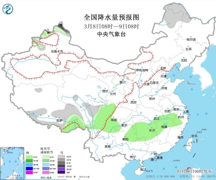 冷空气影响新疆东北等有降雪 未来3天云贵川渝等多阴雨