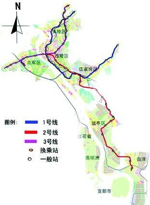 宜昌轨道交通的规划线路 
