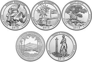 2013年 美国 美丽美国 国家公园系列 25美分纪念币 5枚全 