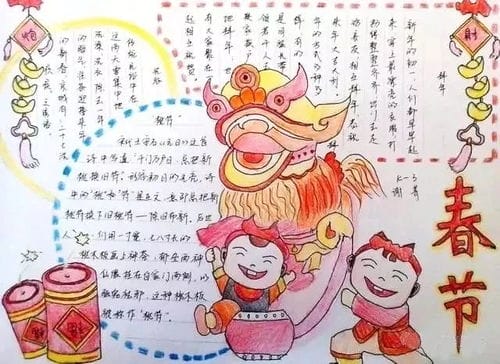 四年级欢乐春节中国年一等奖手抄报