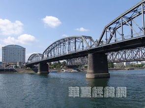 辽宁台湾周 活动一行人员游览鸭绿江及鸭绿江断桥 