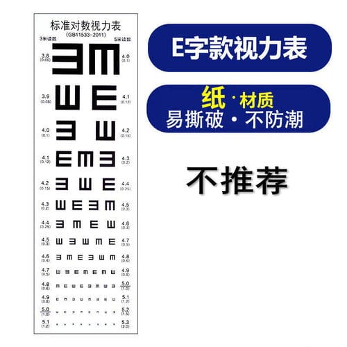 依娜视力表标准家用成人儿童版E字对数表PVC防水加厚测视力表挂图