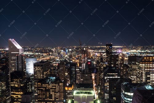 纽约曼哈顿夜景鸟瞰高清摄影大图 千库网 