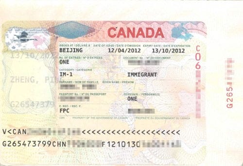 2012年5月 加拿大家庭团聚移民免面试成功获签