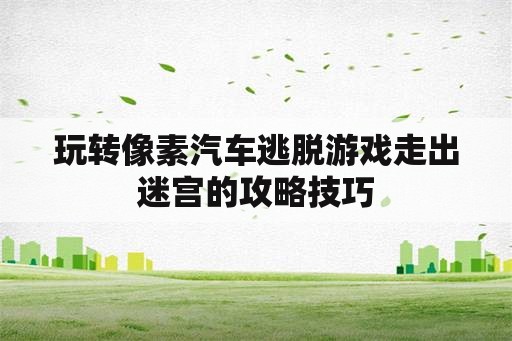 玩转像素汽车逃脱游戏走出迷宫的攻略技巧