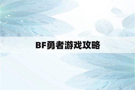 BF勇者游戏攻略