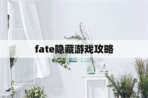 fate隐藏游戏攻略