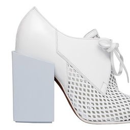巴黎世家 Balenciaga 2013早春白色菱形方块镂空鞋面高跟鞋