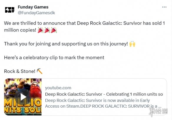 厉害！深岩银河：幸存者发售首月销量达100万份